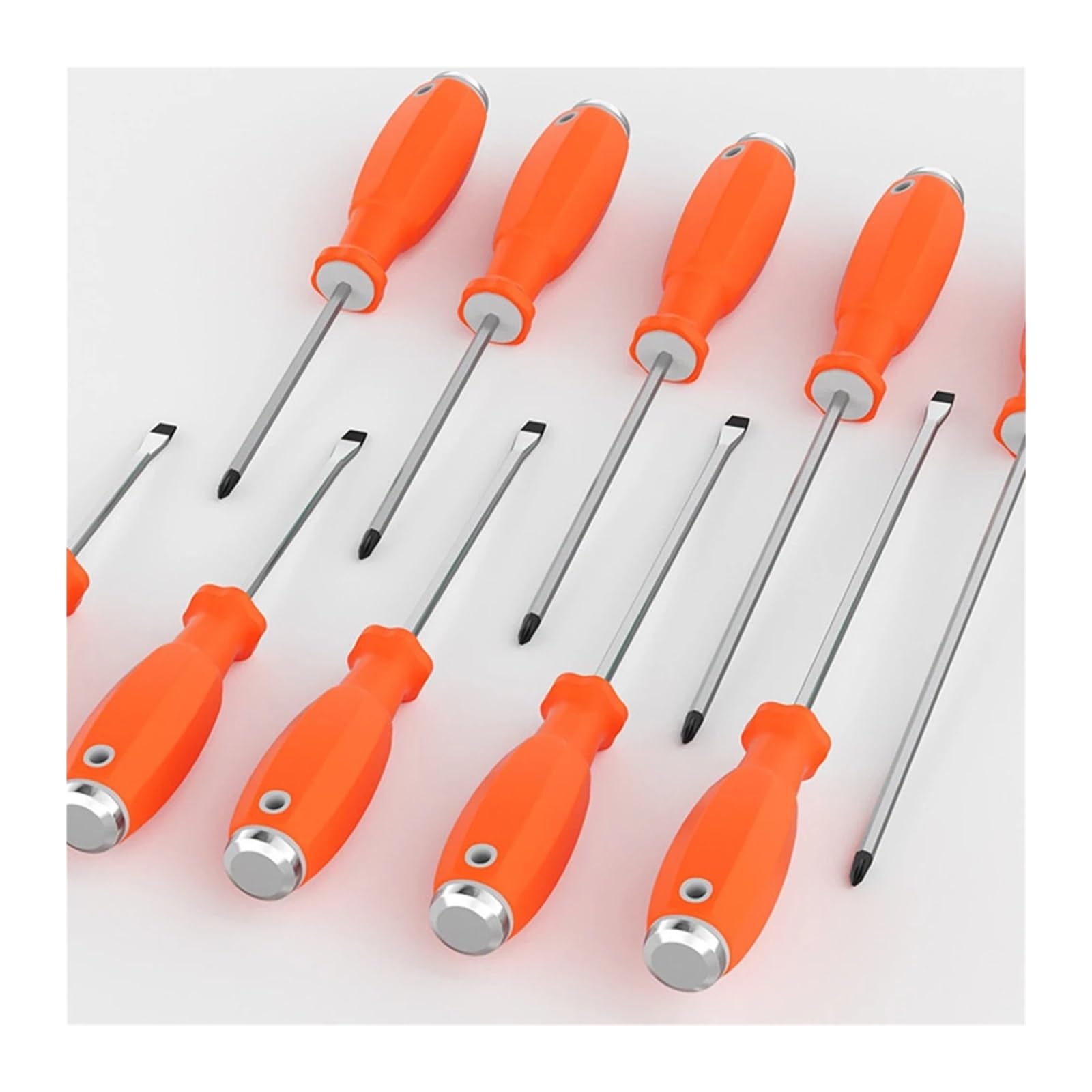 Kit De Destornillador Plano Y Cruzado Con Aislamiento Magnético | Herramienta manual de seguridad for fijación y mantenimiento mecánico.(12pcs orange)