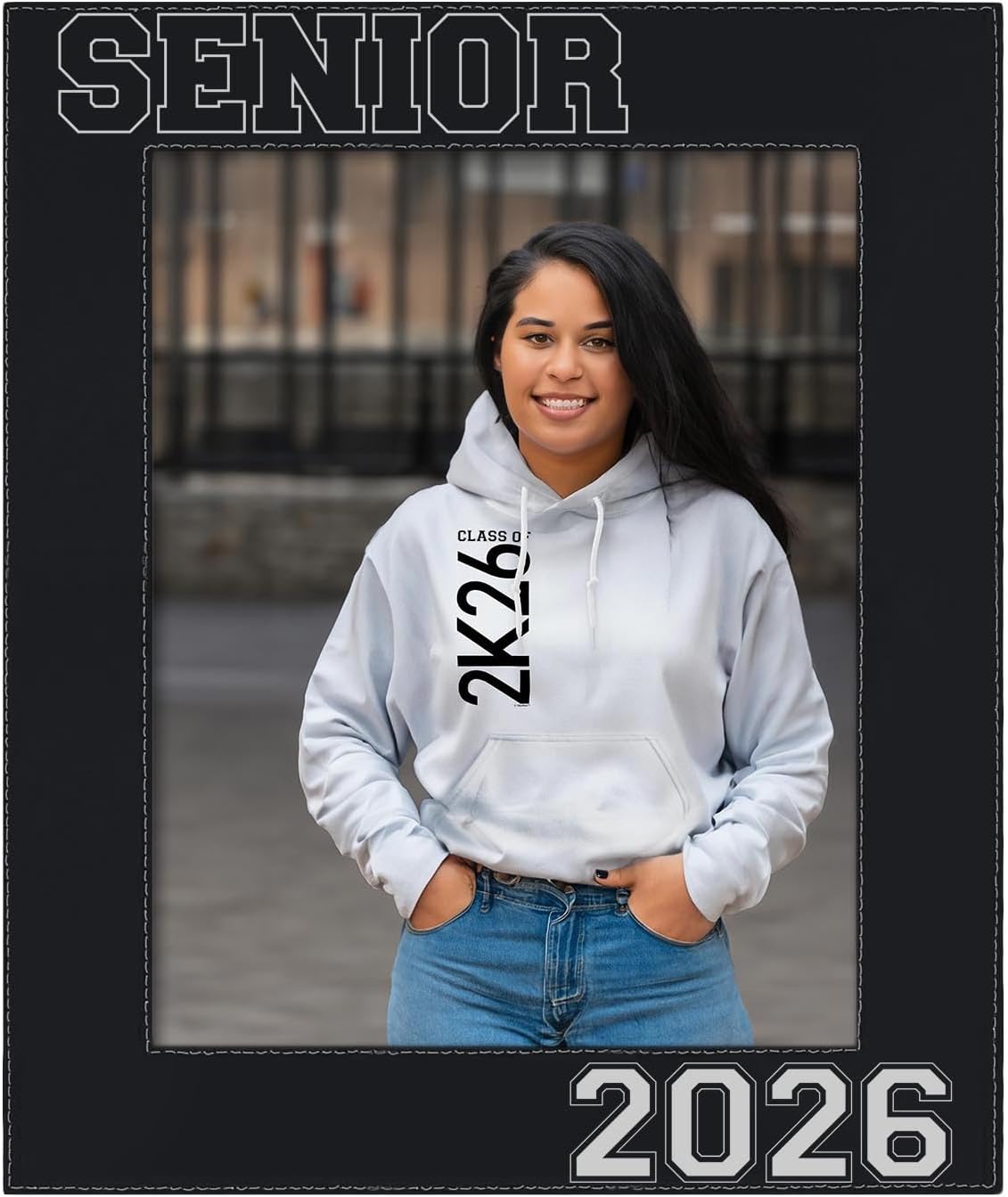 ThisWear High School Graduation Gift Senior 2026 Word Art Laser Engraved Leatherette 8x10 Photo Frame Black