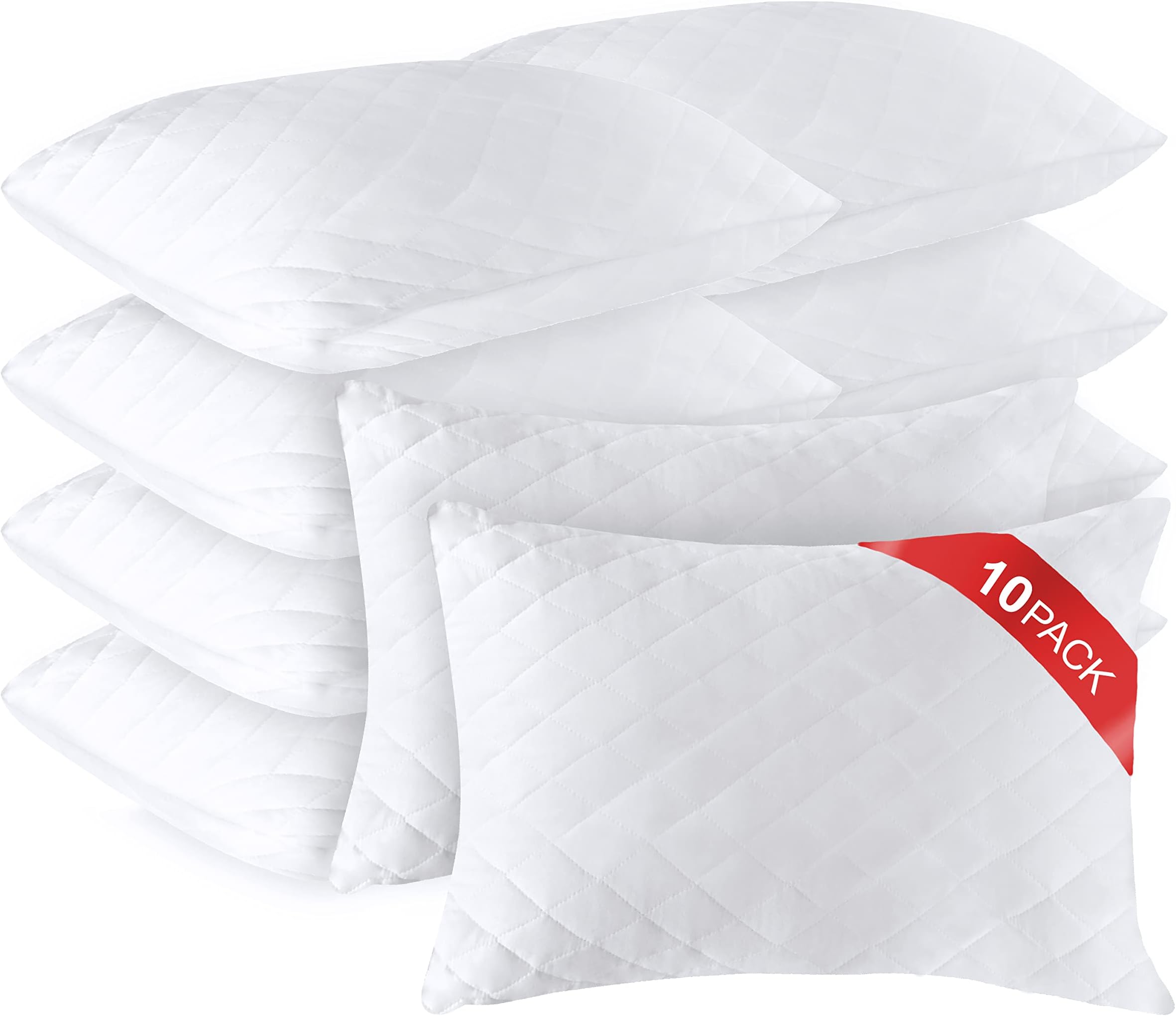 DOWNLITE 10Pack Set of Hotel Style Hypoallergenic Down