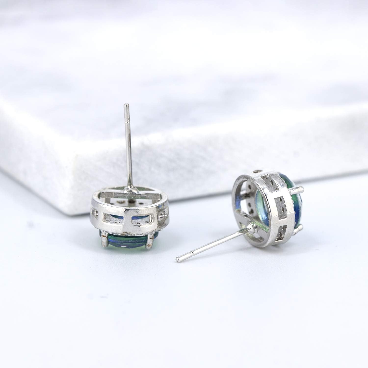 YOQUCOL Bright 8MM,10MM Cubic Zirconia Crystal Stud Earrings Round Pierced Earrings For Women - Image 7