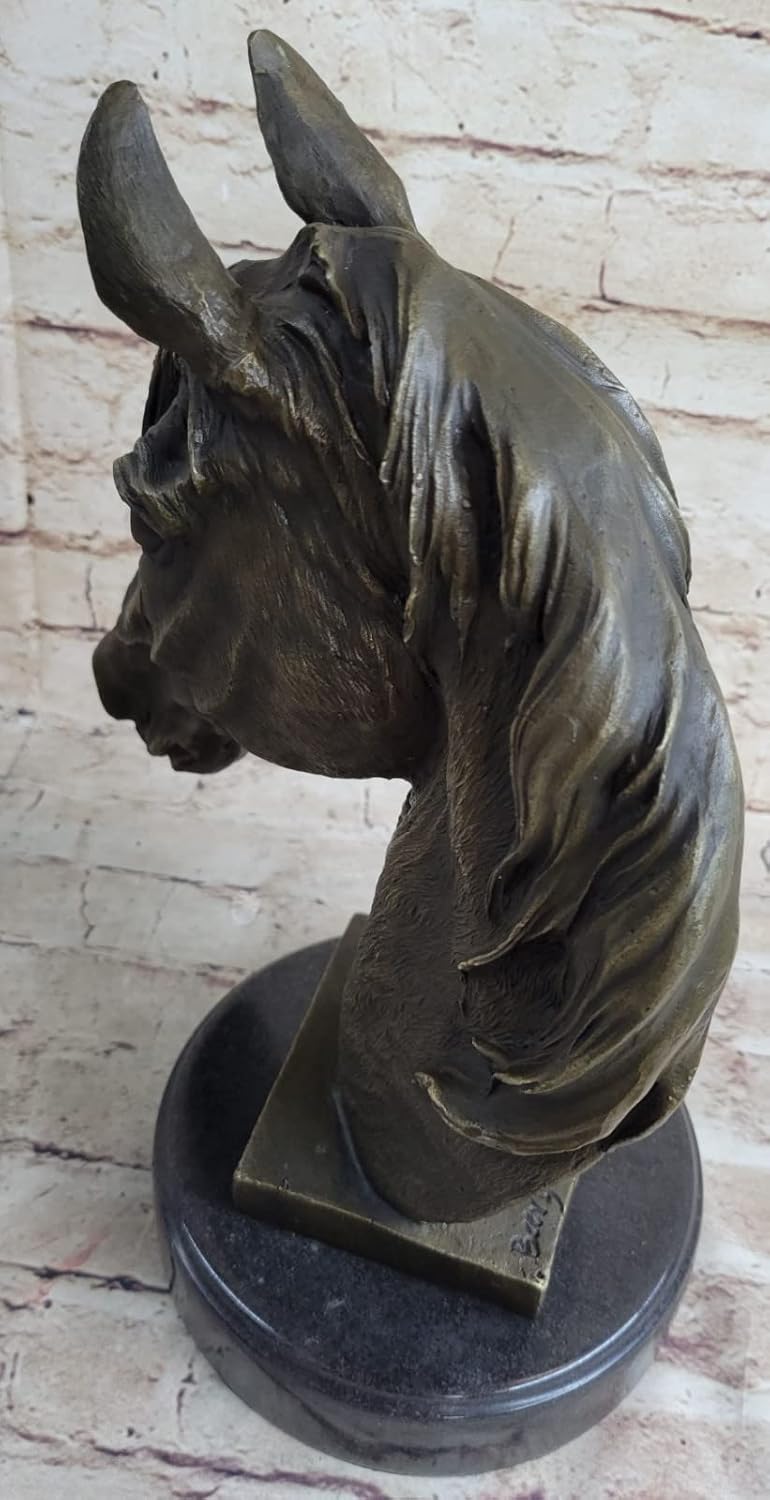 Real Bronze Horse Head Stallion Mare Bust Sculpture Statue Equestrian Art Decor by Think Bronze Hadmade Decoration Gift