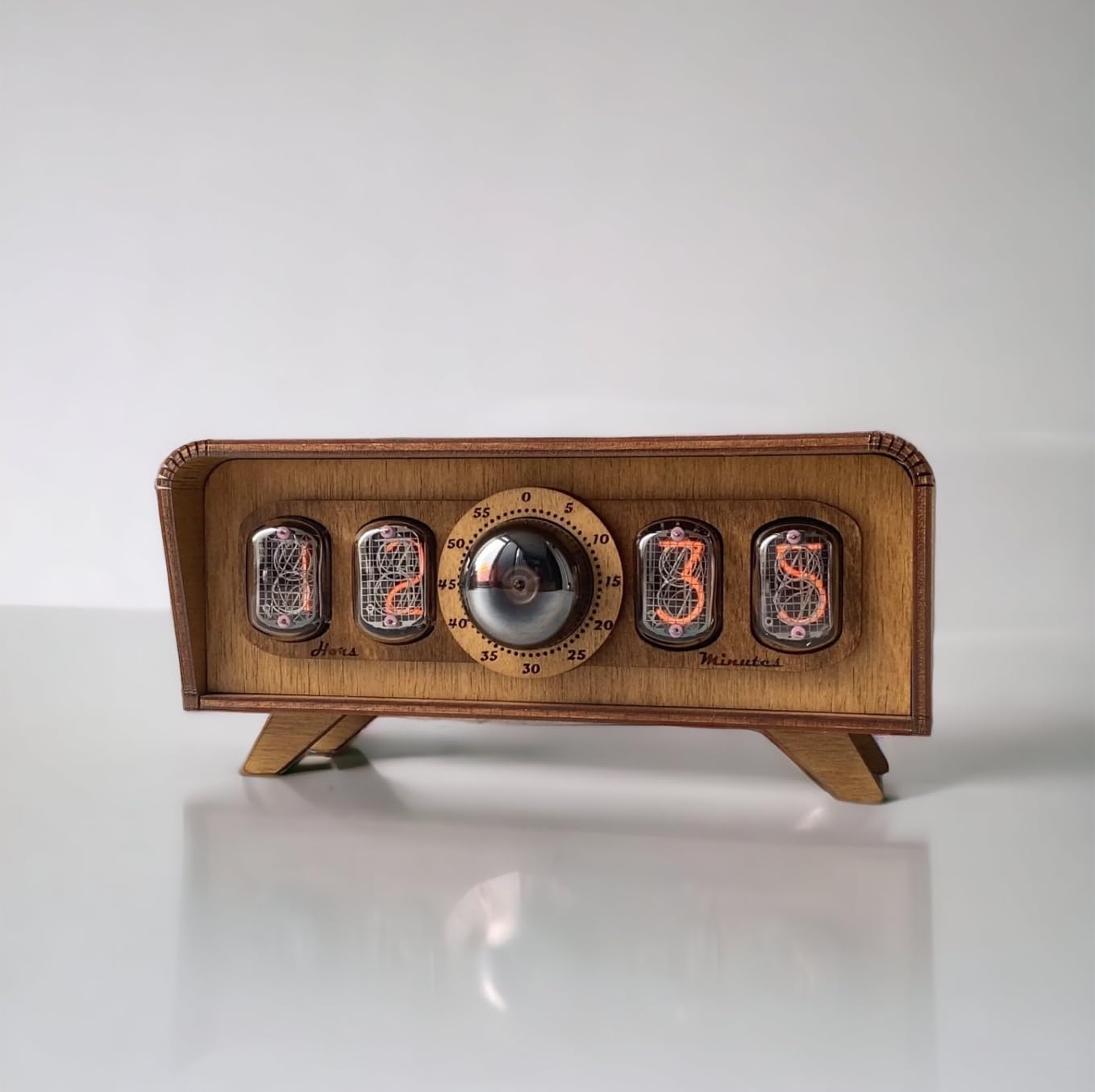 Handmade Nixie Tube Clock IN-12 - Made in Ukraine - Vintage Retro Table - Wooden Desk
