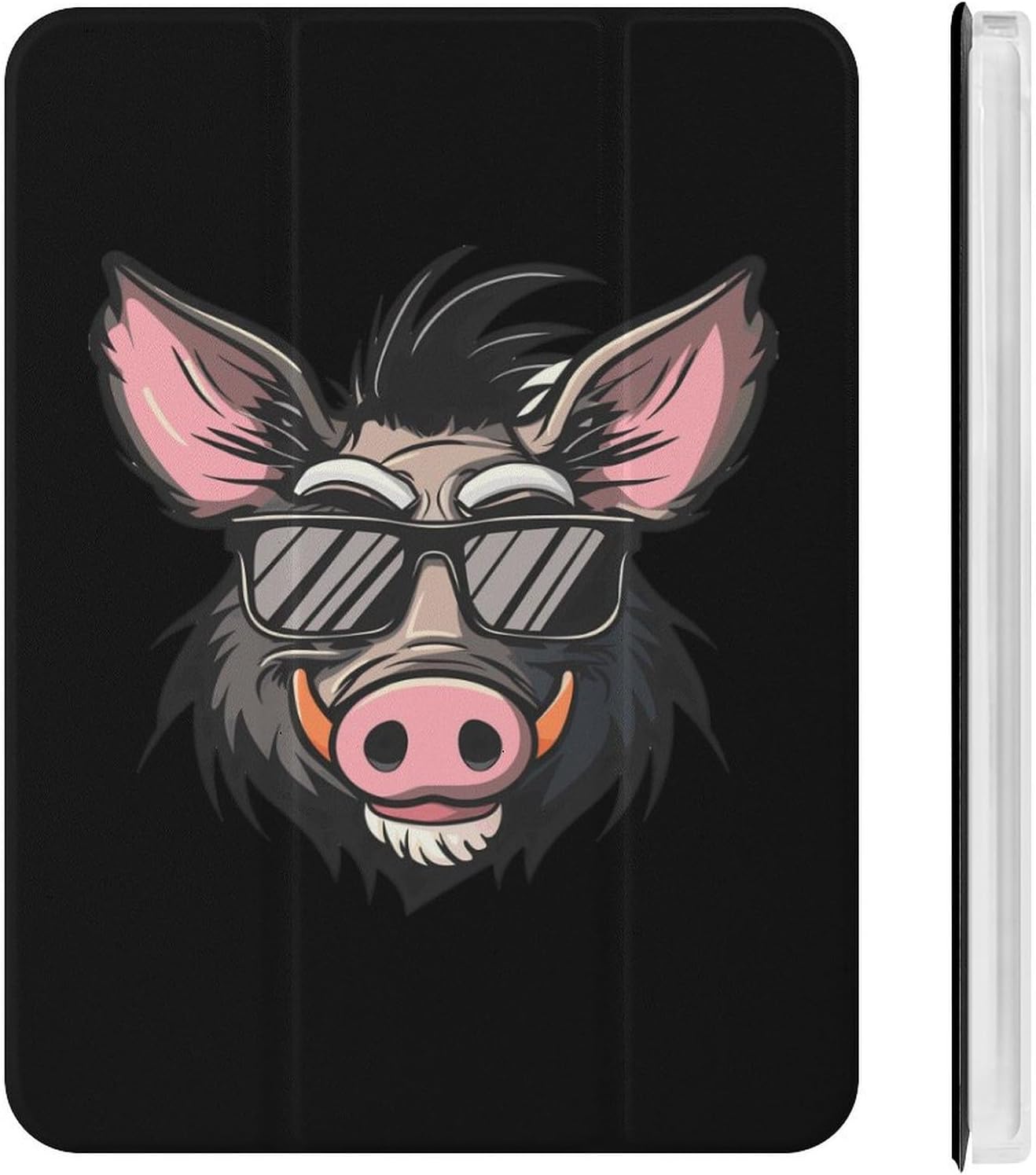 Cool Pigs Wild Boar with Glasses Pigs Cute Case Compatible for Mini4/5（7.9in） Trifold Tablet Protective Cover with Pencil Holder