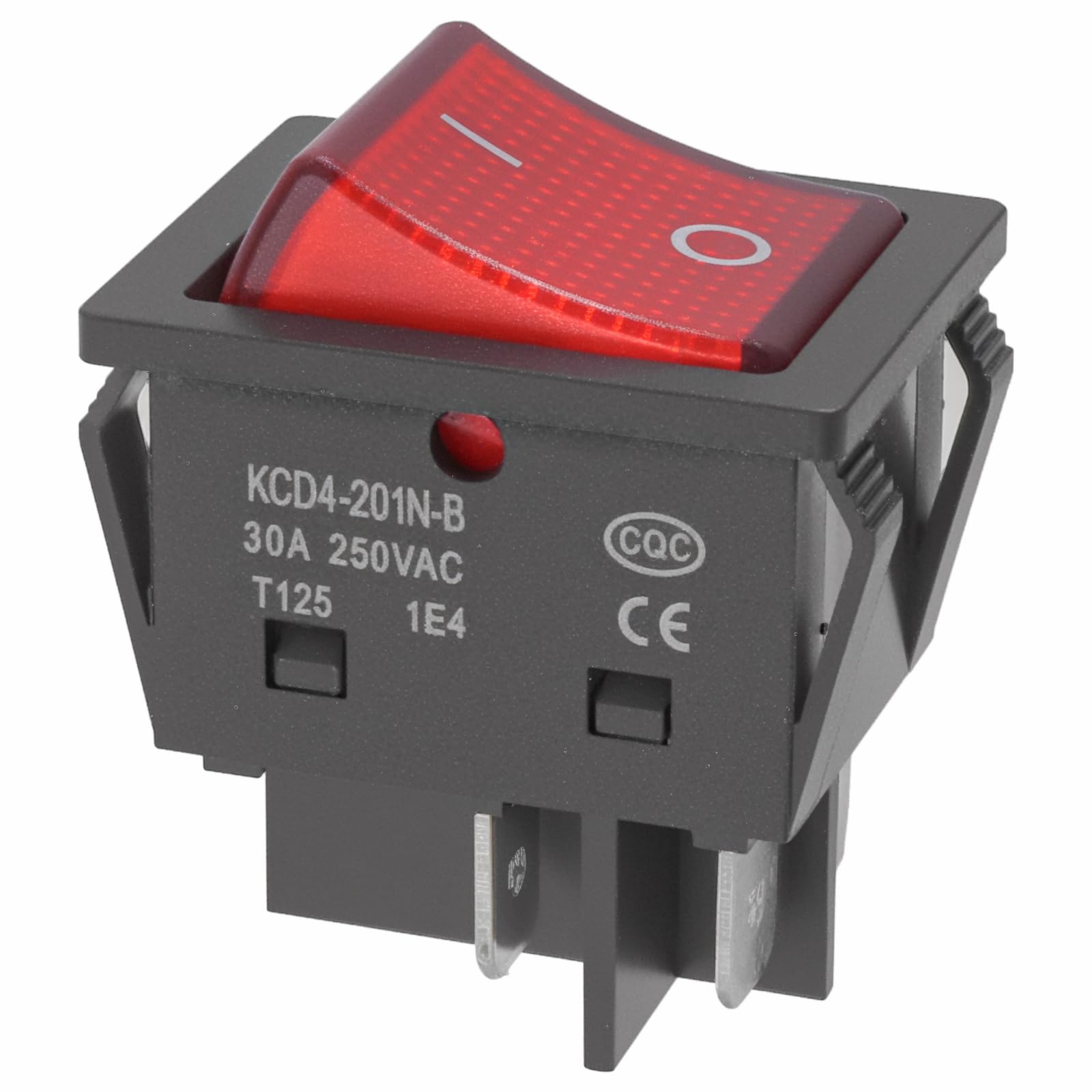 4PCS 30A Heavy Duty Rocker Toggle Switch with Red Light, ON/Off DPST 4Pin Illuminated Lighted Boat Switches for Home Auto Car Marine Boat, KCD4-201