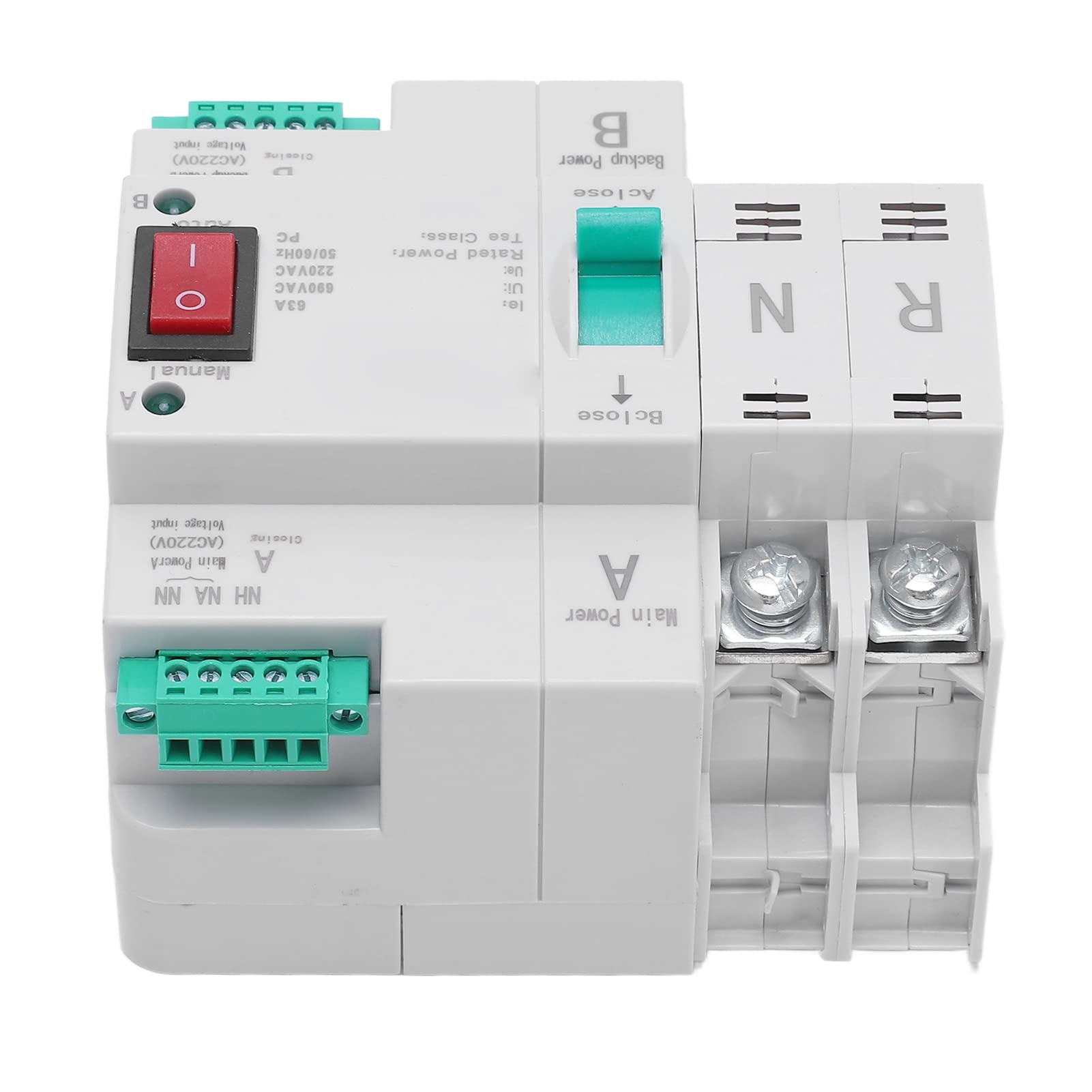 Interruptor de Transferencia Automática Dual Power 2P, AC 220V Interruptores Selectores Eléctricos de Riel DIN