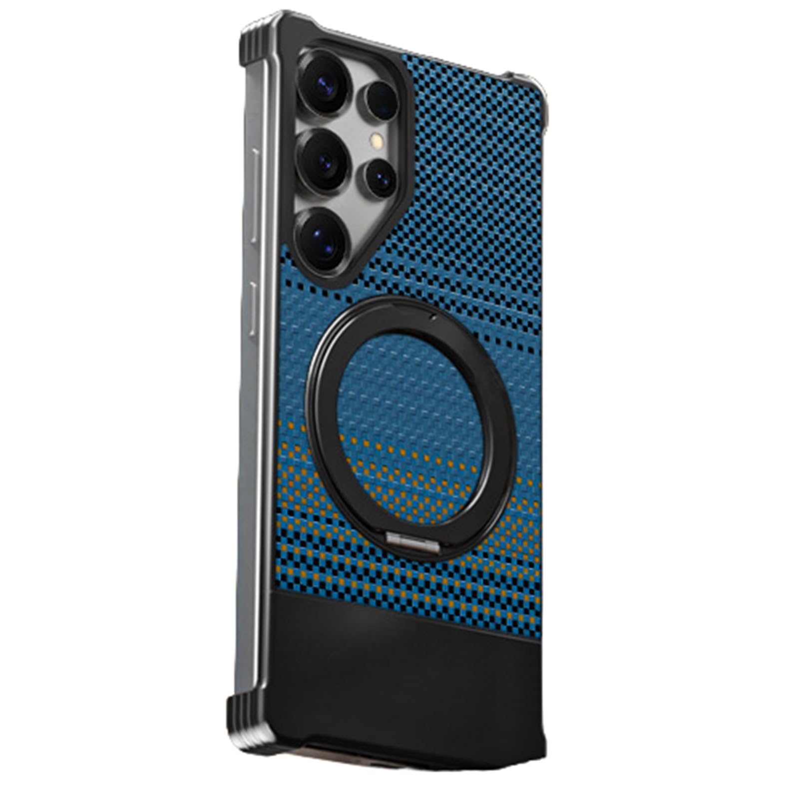 Coque magnétique pour Samsung S26 Ultra mince avec support de rotation antichoc bleu