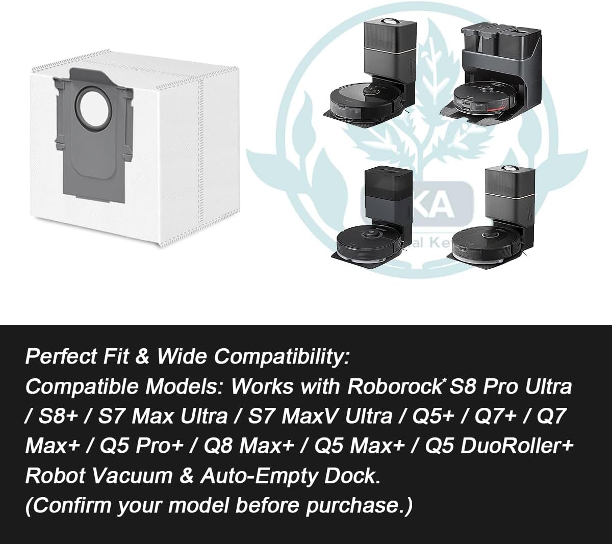 12 Pack Dust Bag Compatible with Roborock S8+ S8 Pro Ultra S7 MaxV Ultra S7 Pro Ultra Q7+ Q7 Max+ T8 Q5+ G10S PRO Q7 Max+ Q8 Max+ Robot Vacuum Cleaner, 3L Large Capacity Disposable Bag Replacement