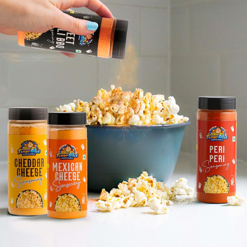 Image of Time Out Popcorn Sweet Chilli BBQ + Peri Peri Seasoning | Multi-Purpose Seasoning | Popcorn & Snack Flavoring | Pack of 2, 100g Each |
