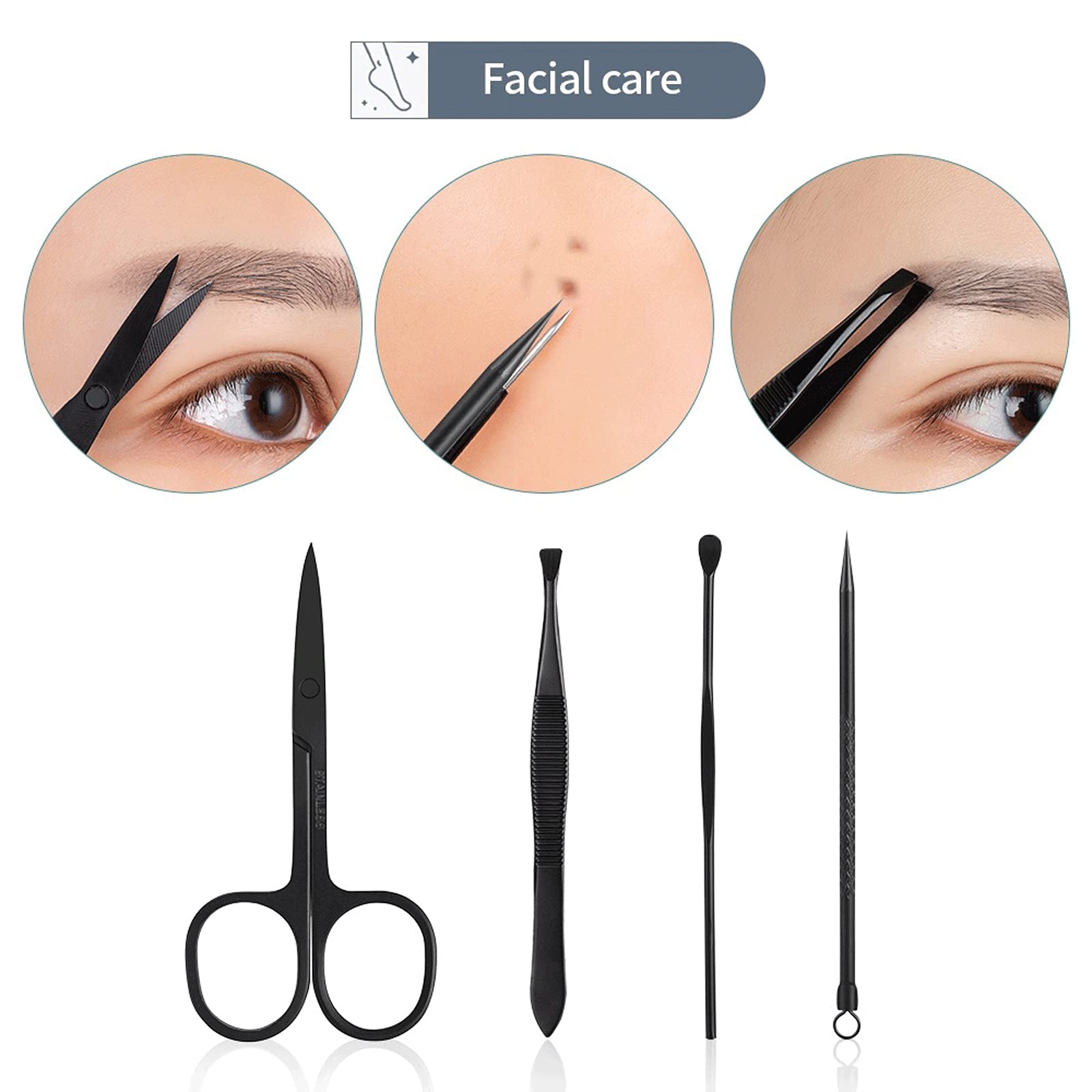 XIANGFAZJD Cortauñas 8PCS Clippers Clippers Portátil Archivo de uñas de Acero Inoxidable Pinzas Tweezers Set Tijeras Profesionales con Kits de Cortador de manicura