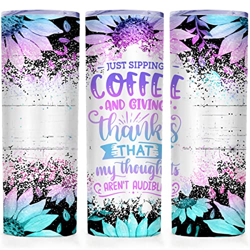 Funny Coffee Quote Insulated Skinny Tumbler,Coffee Travel Mug 20 Oz With Lid,Colorful Sunflowers With Sayings Unique Novelty Cups,Reusable Stainless Steel Water Bottle Gift For Women #TOP18