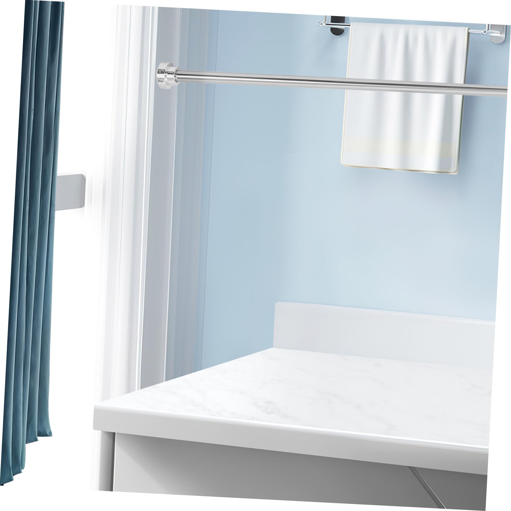 Tringle à Rideau de Bain Extensible 155-260cm en Acier Inoxydable