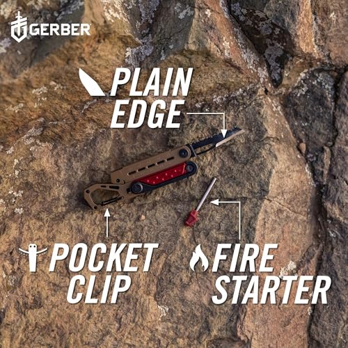 Gerber Gear Stakeout Spark - Multi-Tool Folding Knife for Backpacking, Survival, Camping, Outdoor - Pocket Tool w/Bottle Opener, Tent Stake Puller, Scissors, Tweezers - Coyote Brown - Image 6