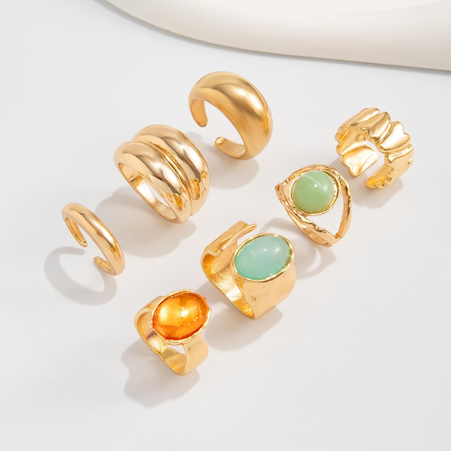 Chunky Gold Rings for Women Non Tarnish Adjustable Stackable Statement Rings for Women Chunky Ring Set Statement Jewelry Sets - Image 5