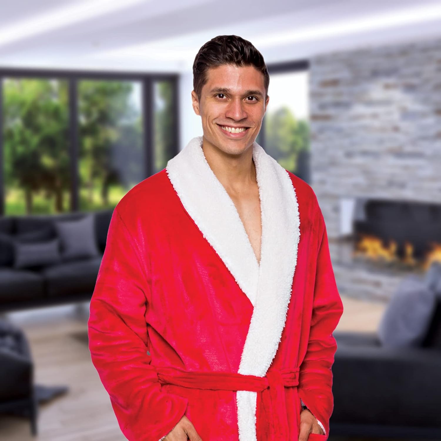 Ross Michaels Mens Robe Big & Tall - Long Plush Sherpa Lined Fleece Bathrobe : Clothing, Shoes & Jewelry
