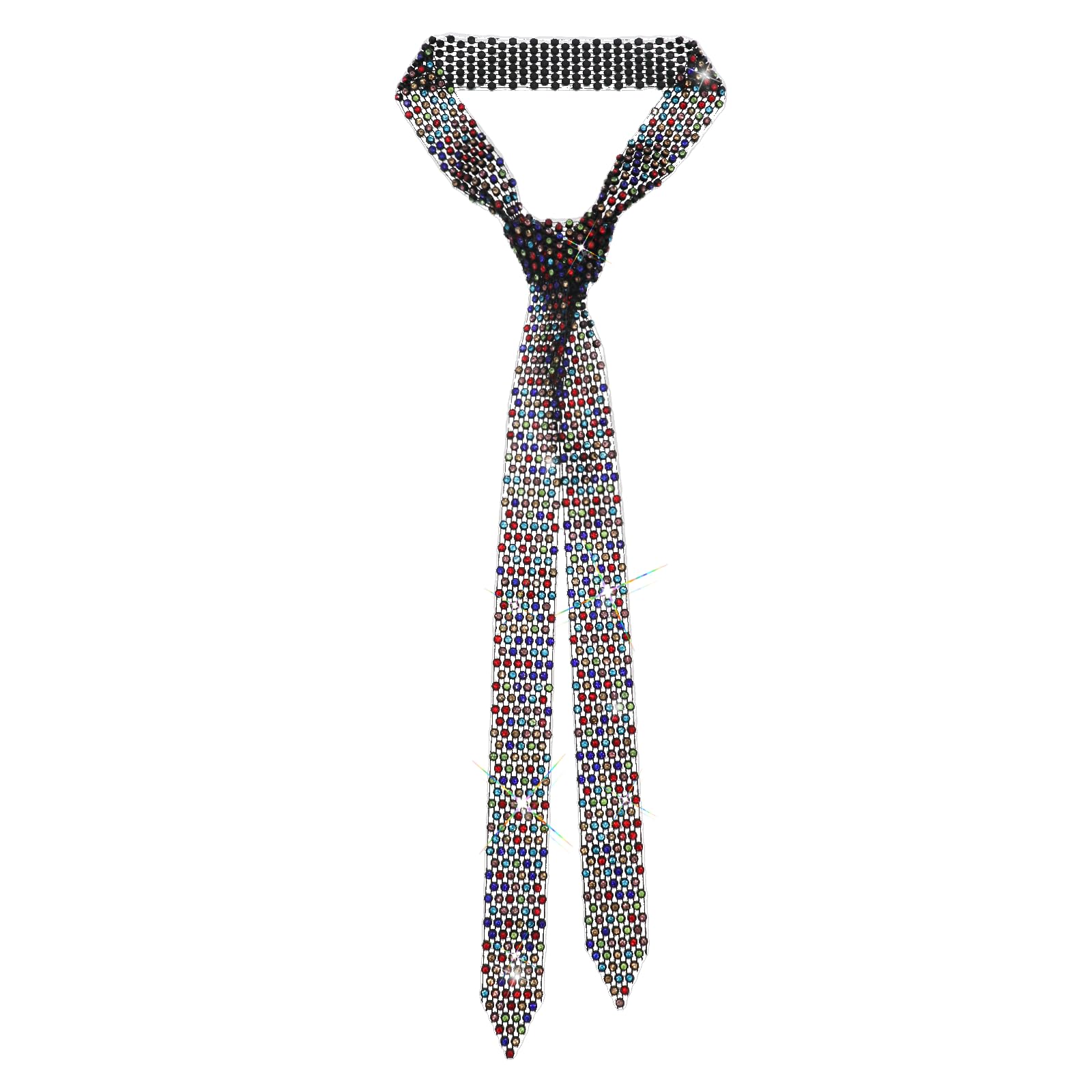 LJBFNN Ties for Women, Sparkling Rhinestone Womens Tie Long Thin Crystal Necktie for Party Prom Wedding Cosplay Beach Daily