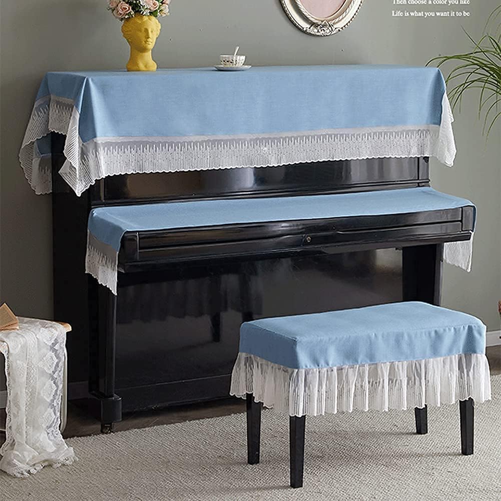 Upright Piano Cover Set Fashion Dustproofing Cover Piano Cover Upright Top Cover Electronic Piano Keyboard Cover Chair Cover, Luxury Thick Dustproof Cover Pia(Yellow-Double Chair Cover