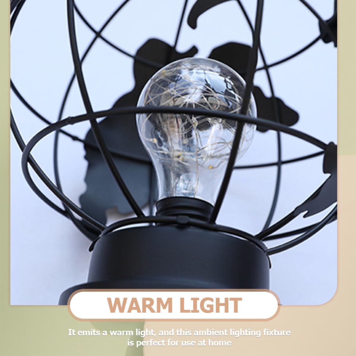 Lámpara de Noche Forma de Globo Negra, Luz Decorativa de Sobremesa en Hierro y Plástico, Adecuado para Dormitorio y Sala de Estar