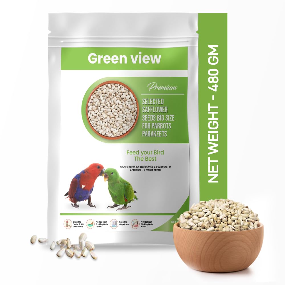 Green view| Premium|Selected Safflower Seeds (Big Size) for Parrots, Parakeets |Net Weight 480 GM (B0CL9NB3RR) Amazon Price History, Amazon Price Tracker