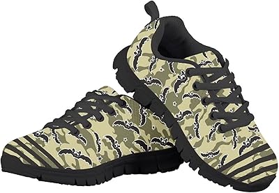 KEIAHUAN Halloween Kids Hiking Shoes Boys Girls Trail Running Shoes Outdoor Walking Sneakers Girls Running Shoes Anti Collision Sport Sneakers,Green Camo