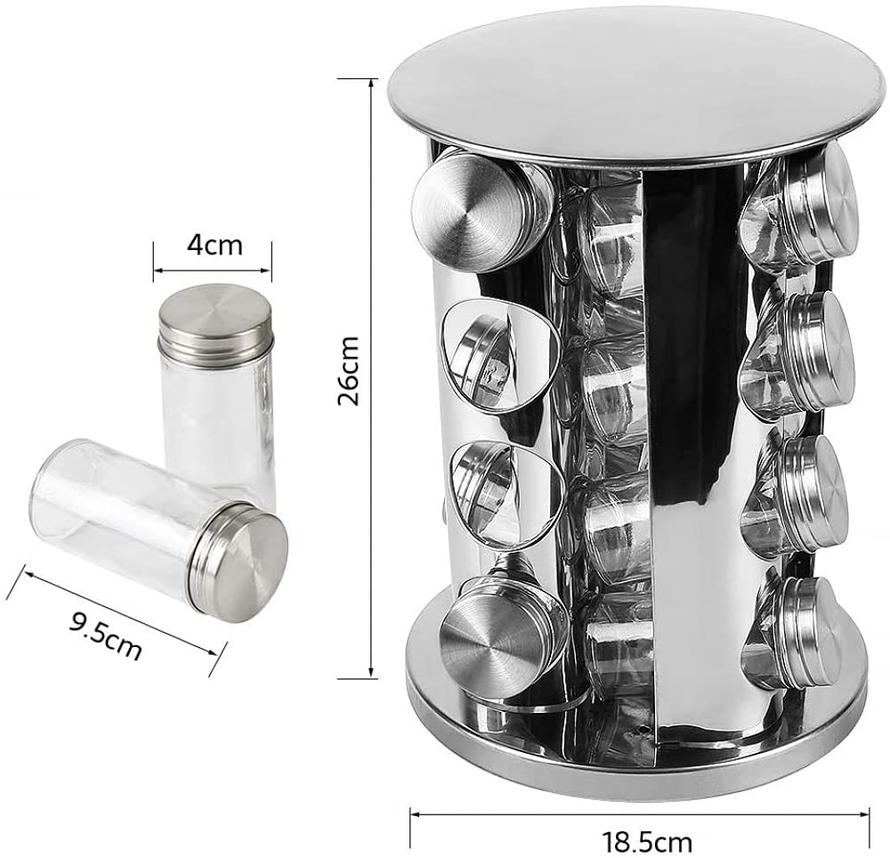Carrusel De 16 Especias Con Soporte Y Base Giratorios, Dispensador De Especias, Acero Inoxidable