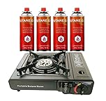 Trendi® BUTANE GAS/BOTTLES CANISTER/CAMPING GAS/COOKER BBQ/GAS CANISTERS FOR/CAMPING STOVE (Gas Stove + 4 Gas Canisters)