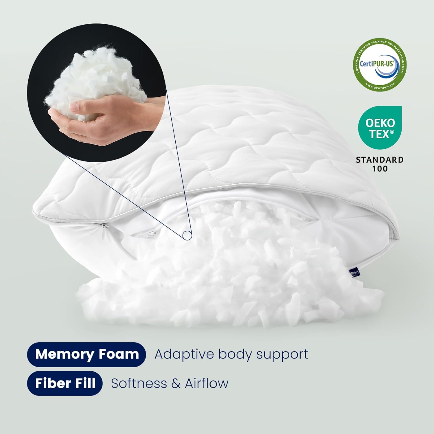 Dream Valley Cooling Body Pillow for Adults,20x54 Full Body Pillow Long Pillow for Bed, Adjustable Loft Memory Foam Full Length Body Pillows for Side Sleeper,QMAX>0.45