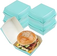 Vista 23 de Restaurantware Mini cajas de hamburguesas de 2.5 x 2.5 x 2 pulgadas, 100 recipientes de alimentos con tapa con bisagras, cajas desechables de papel