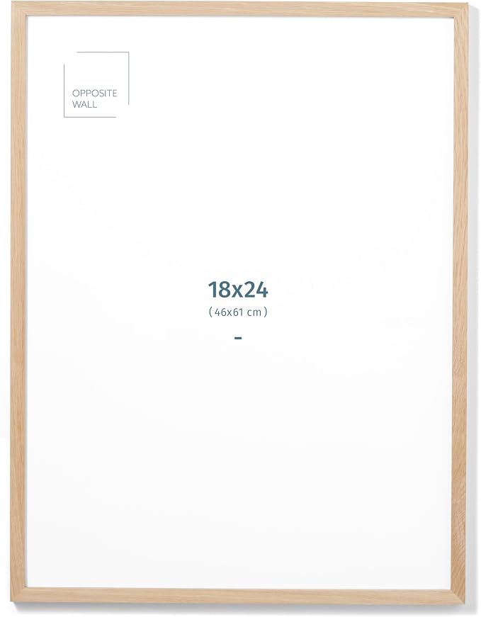 18x24 in - Natural Solid Oak Wood Picture Frame - Lightweight, Versatile & Shatterproof - Wall Hanging Poster or Photo Frame - Wall Decor for Office, Gallery & Home
