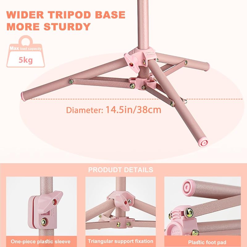 Koolehaoda 60 cm-es Mobil Állvány 360° Gömbfejjel és 26 cm Flexibilis Nyakkal - Alumínium Tripod Videó Lámpához, Körlámpa és Telefontartó - 