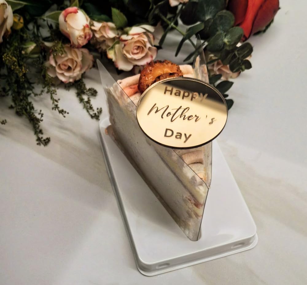 30-Piece Happy Mother's Day Cupcake Toppers – Heart-Shaped Acrylic Mirror Cake Discs, Engraved Decor For Birthday, Party, Desserts, Bouquets