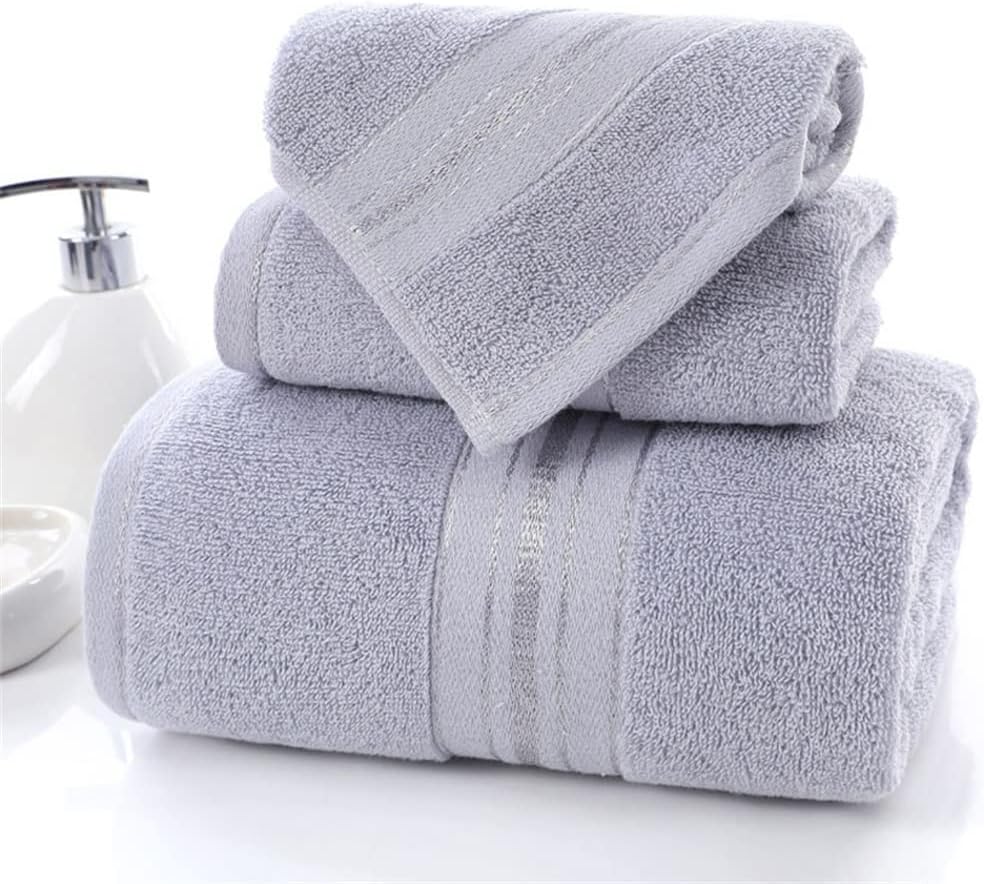 Solid Color Sequin Striped Cotton Set Towel Set Thickened Large Bathroom Towel Household Hand Towel(A)