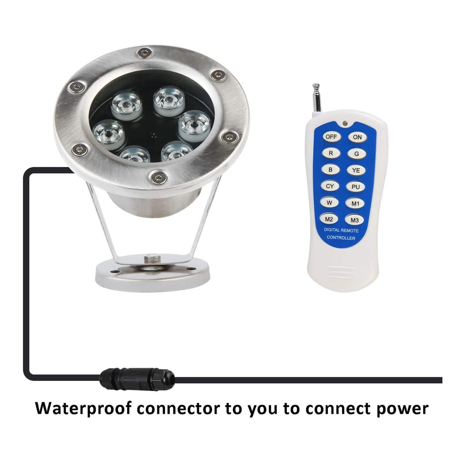 Faretto Subacqueo - 6W Con Telecomando Fari Piscina, LED per piscina, faretto impermeabile IP68, luce che cambia colore RGB, luce per fontana, per piscine, fontane, cascate, acquari ( Color : RGB+remo