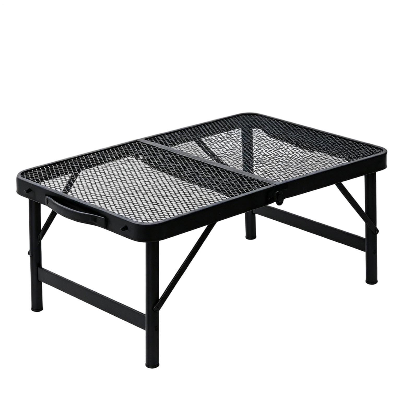 Tavolo da griglia Mobile portatile a rete con altezza regolabile | Tavolo Pieghevole da Esterno con Maniglia per barbecue, picnic, escursioni, spiaggia, giardino, terrazza