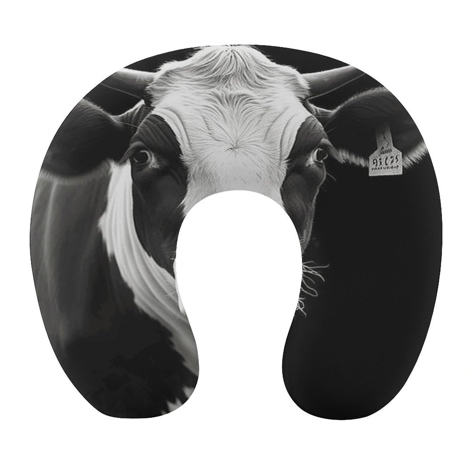 VstaDank Animal Funny Cow Head Black White Neck Pillow Soft Comfortable Travel U Shaped Pillows Portable Pillows for Shoulder Memory Foam Head Support Pillow for Airplane Car Home Office