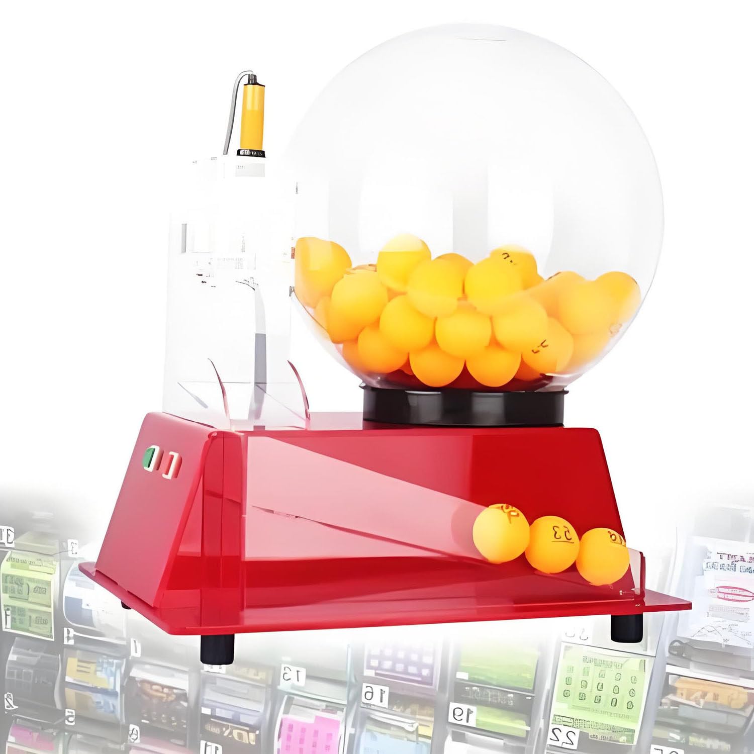 Aiodio Red Electric Bingo Ball Machine With Raffle Drum