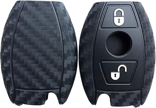 Miniatura 6 de Funda de silicona de carbono para llavero inteligente con llavero para Mercedes E C R CL GL SL CLK SLK