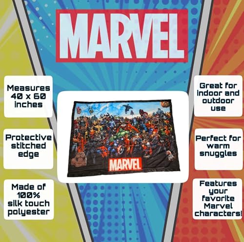 Marvel Comics Universe Characters Fleece Softest Throw Blanket| Measures 60 X 45 Inches #TOP1