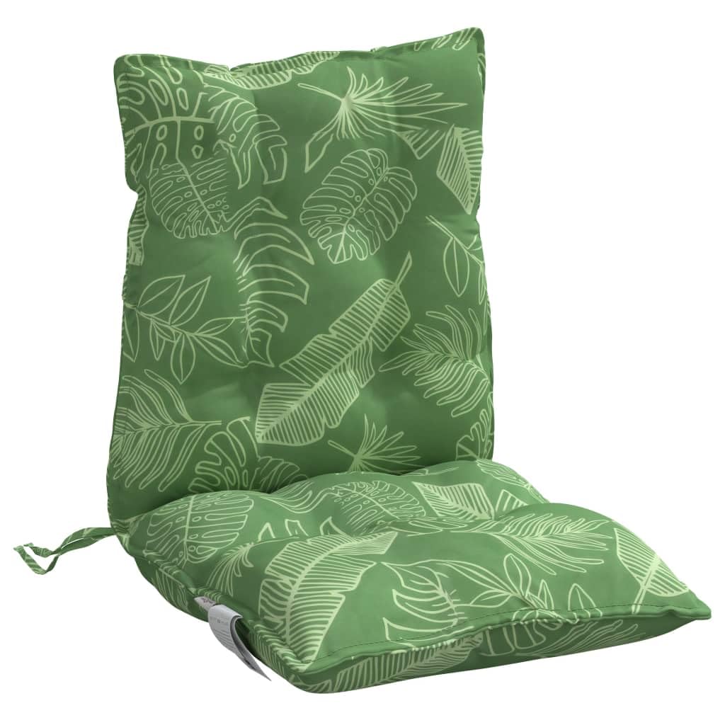 Set di 4 cuscini impermeabili per sedie con motivo a foglie, in tessuto Oxford, con schienale basso, 4 pezzi, per mobili da giardino, morbidi imbottiti con fibre cave in polipropilene