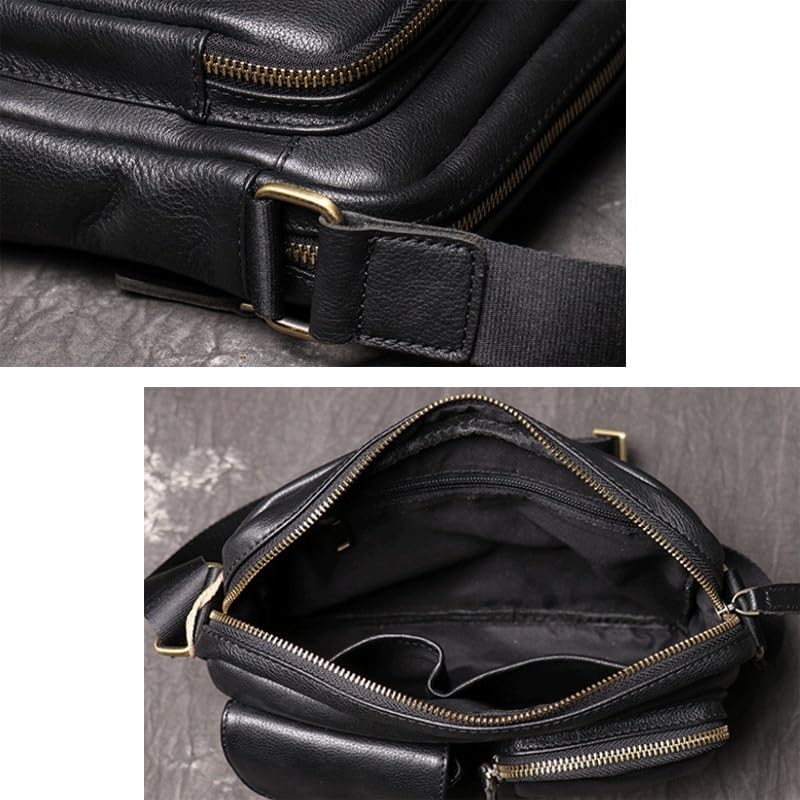Leather Men's Crossbody Bag with Shoulder Strap Large Capacity Casual