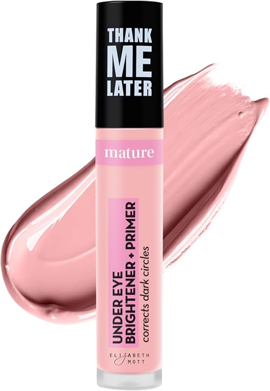 Elizabeth Mott Thank Me Later Under Eye Brightener Base – Pink, 5ml | Under Eye Brightener Base, Color-Correcting, Neutralizes Dark Circles, Helps Concealer Apply Smoothly & Wear Better