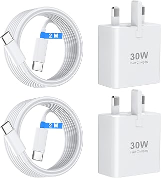 USB C Charger for iPhone 17 16 15 Charger 30W Fast Charger USB C Plug and Cables, 2 Pack Type C UK Wall Super Charge Phone Power Adapter for iPhone 17/16/15/Pro/Max/Air/iPad/Samsung S25 Ultra/S24/S23