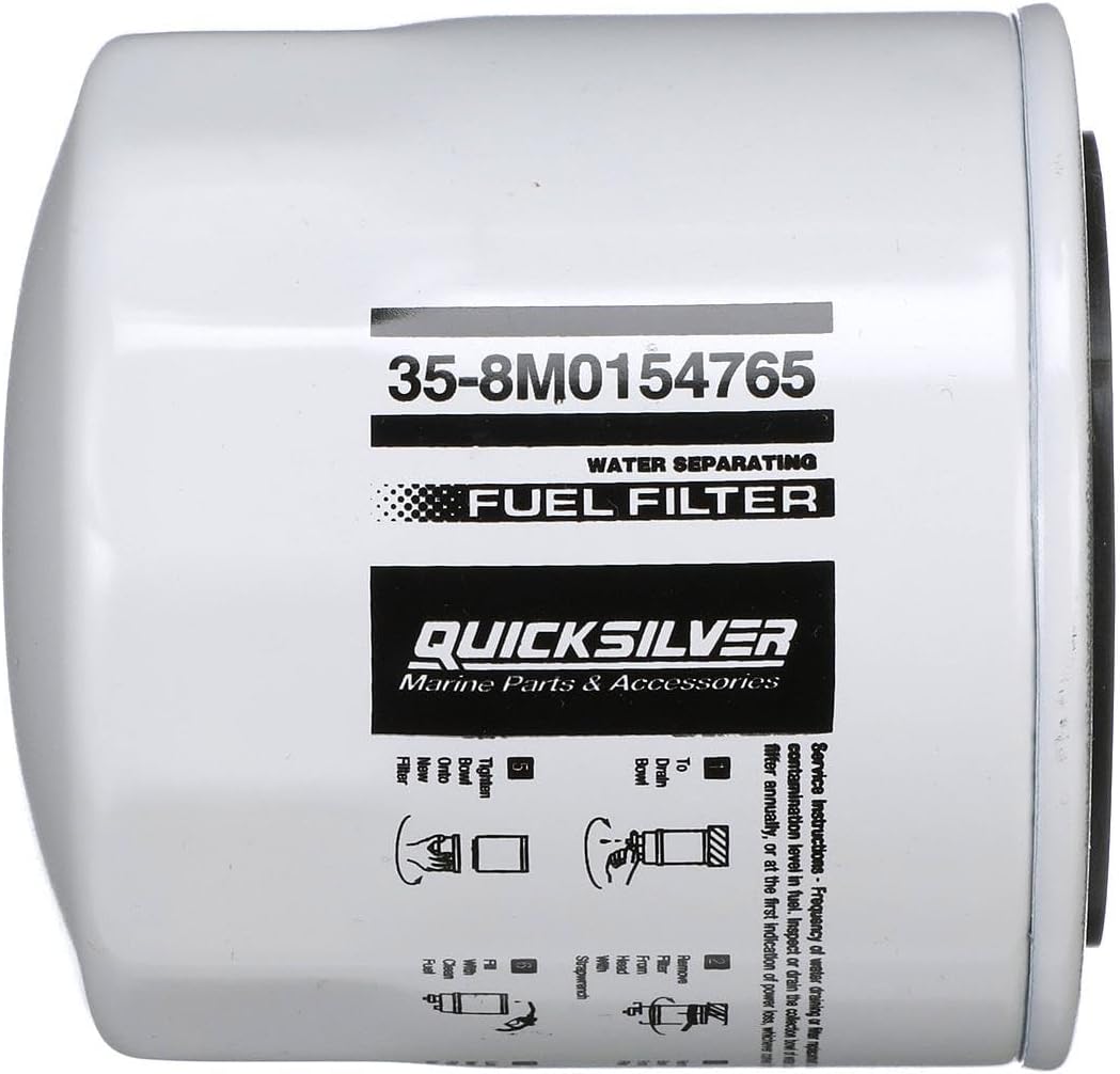 Quicksilver Water Separating Fuel Filter - Replaces GLM Marine 24941, Mallory 9-37800, Fram PS3808, Moeller 33323-10, WIX 33225, Sierra 18-7844