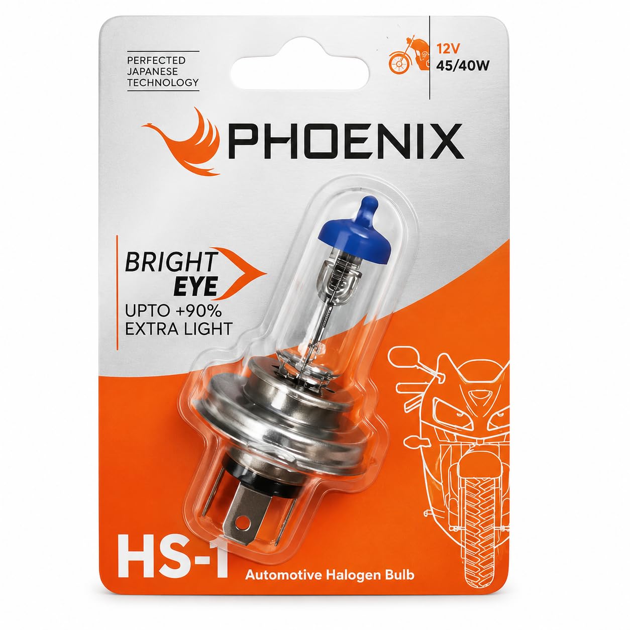 PHOENIX Bright Eye HS1 Yellow Halogen Headlight Bulb for Bike & Scooter, 12V 45/40W, PX43t Fitment, 90% Extra Light, Bright Yellow Beam, Easy to Install, Pack of 1-image-8