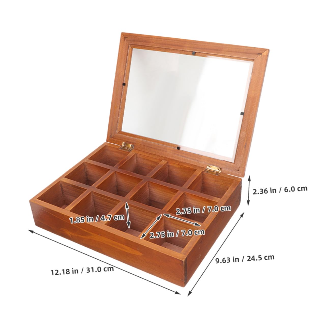 Holz Teebeutelbox mit Fächern und Transparentem Sichtfenster Luftdichte Teeaufbewahrungsbox für Frische Teebeutel Vielseitiger Organizer für Tee Kaffee und Zucker Bpa frei