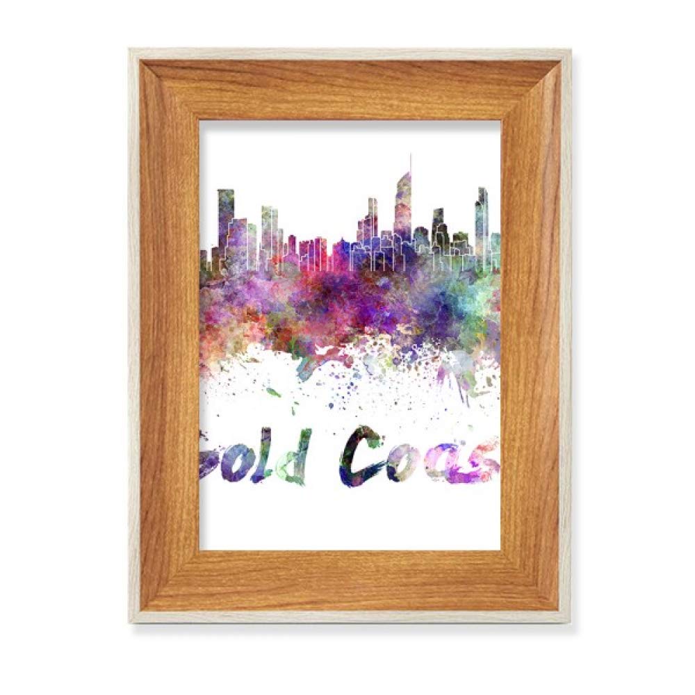 Cadre photo bois Côte d'Or Ghana Aquarelle Tableau de Bureau sans Perçage