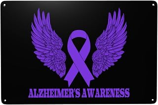 Wings Alzheimer'S Awareness Funny Metal Sign Iron Signs Vintage Decorate Home Garden Cafes Offices Bars Clubs Wall Art 8x12 Inch