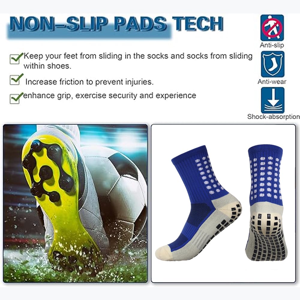 Juego de 2 calcetines de fútbol antideslizantes con mangas de protección de espinilleras, calcetines deportivos deportivos para hombres y mujeres