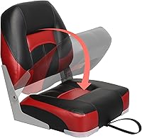 Vista 4 de ErgoSeat Asiento de barco plegable con respaldo bajo de dos tonos, negrorojo