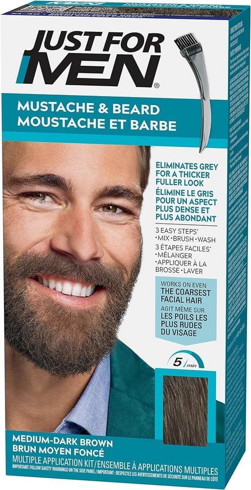 Just For Men Mustache and beard formula, medium brown, removes grey hair for a thicker look – M40