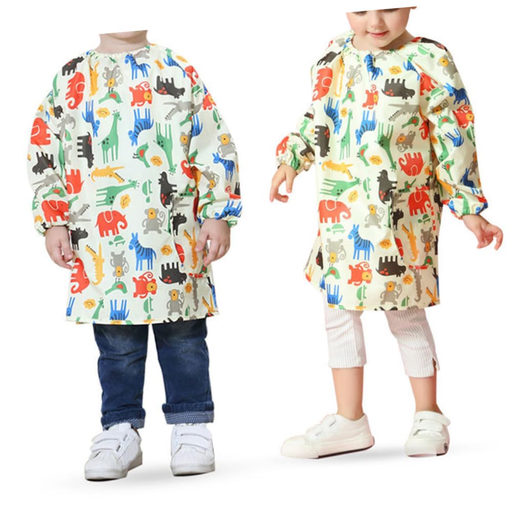 ERINGOGO Delantal de Pintura para Bata de Arte Manga Larga Tamaño M Color Amarillo Ropa de Protección Reutilizable y Transpirable para Manualidades y Pintura Infantil